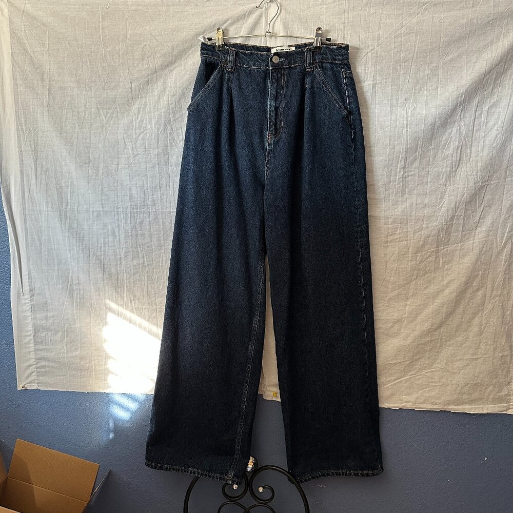 REFORMATION Women 27 Miami Pleated Trouser Jeans Denim Wide Leg